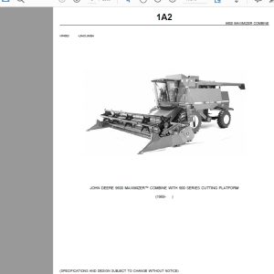 John Deere 9600 MAXIMIZER COMBINE WITH 900 SERIES CUTTING PLATFORM Parts Catalog