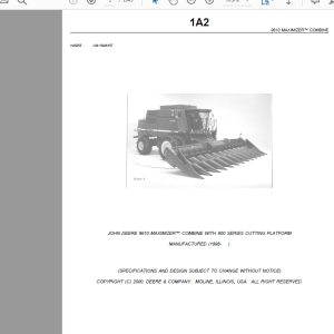 John Deere 9610 MAXIMIZER™ COMBINE WITH 900 SERIES CUTTING PLATFORM Parts Catalog