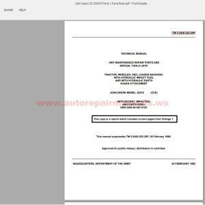 John Deere CE 059555 Parts 1 Parts Book