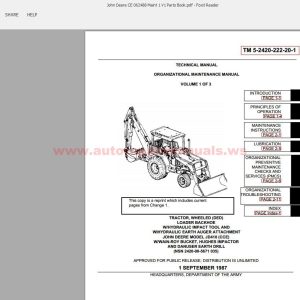 John Deere CE 062488 Maint 1 V1 Parts Book