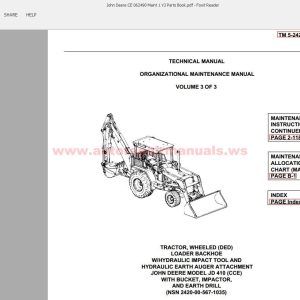 John Deere CE 062490 Maint 1 V3 Parts Book