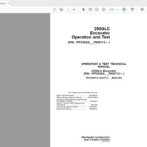John Deere Excavator 250GLC Operation and Test Technical Manual_TM13208X19