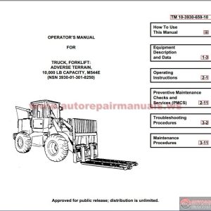 John Deere M544E Forklift Truck Operator Manual