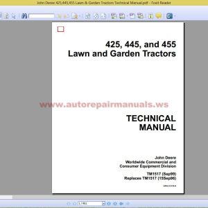 John Deree 425,445,455 Lawn & Garden Tractors Technical Manual
