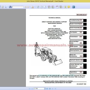 Technical Manual for John Deere Model JD410