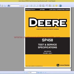John Deree SP458 Test & Service Specifications