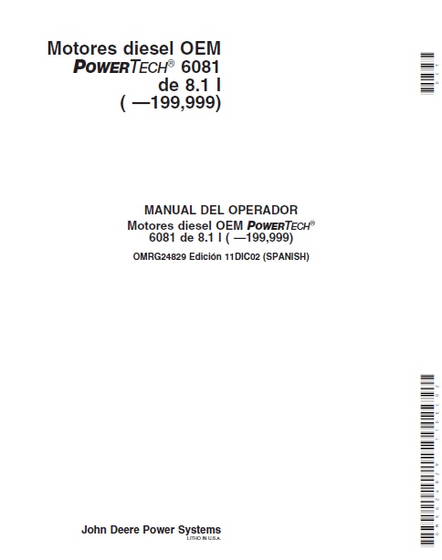 JOHN DEERE RG6081 8.1L Manaual Operador