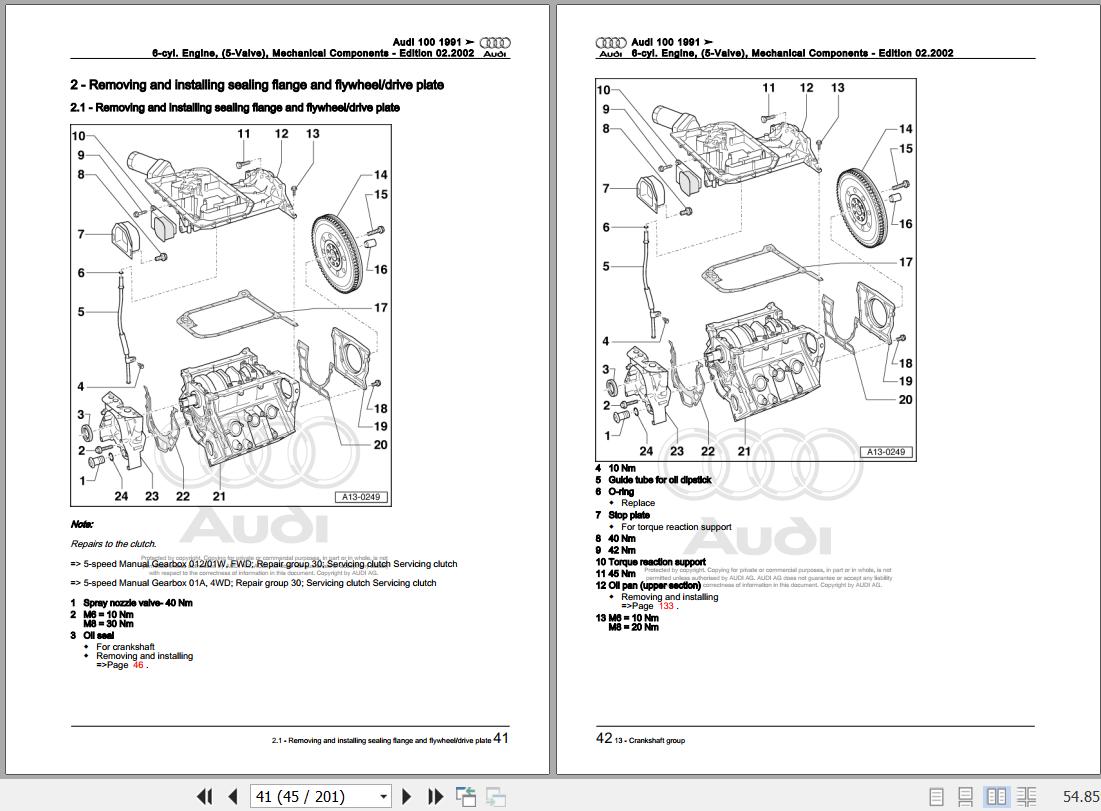 1983 - 1991 Audi 100 44 443 444 445 446 Workshop Manual
