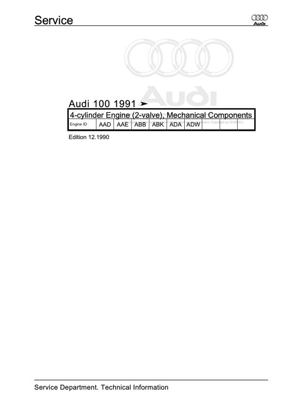 1991 - 1997 Audi 100 100 100 Avant 4A 4A2 4A5 Workshop Manual