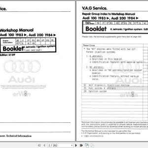 1983 - 1991 Audi 200 200 Avant 44 447 448 Workshop Manual