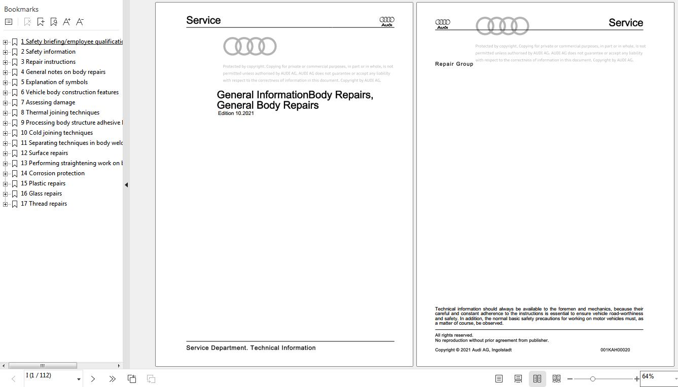 1973 - 1978 Audi 80 8080 Variant Repairs Manual