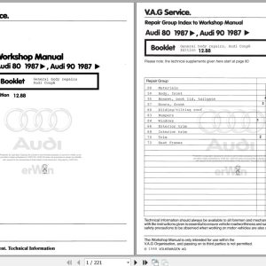 1987 - 1989 Audi 80 90 89 893 894 Workshop Manual