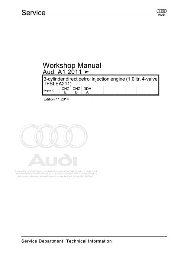 2011 - 2018 Audi A1 A1 8X 8X1 Workshop Manual and Wiring Diagram