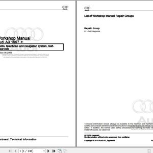 1997 - 2005 Audi A3 8L 8L1 Workshop Manual and Wiring Diagram