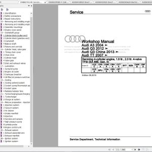 2004-2019 Audi A3 EWD Wiring Diagram & Workshop Manuals