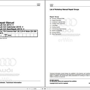 2017 Audi A3 8VM Service Repair Manual and Wiring Diagram