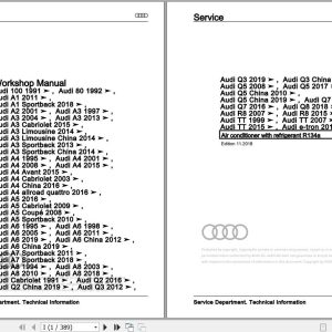 2012 Audi A3 S3 - UP 8VA 8VS 8V7 8V1 85S 85A Workshop Manual and Wiring Diagram