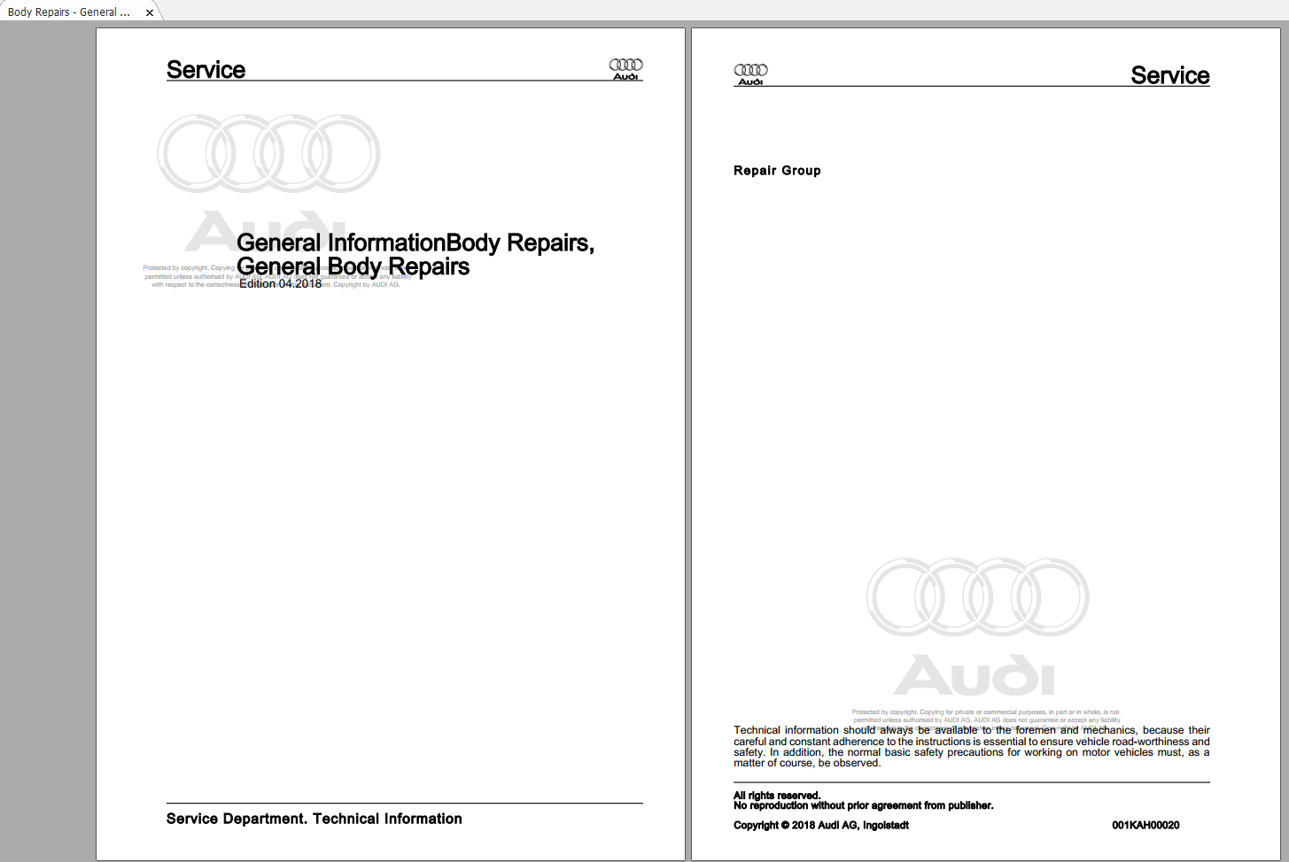 2018 Audi A3-S3 8V Workshop Manual
