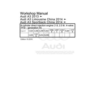 2012 - 2019 Audi A3 S3 RS3 A3 S3 RS3 8VA 8VS 8V7 8V1 85S 85A Workshop Manual and Wiring Diagram