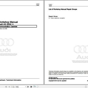 2008 Audi A3 S3 and Cabrio - UP 8P7 Workshop Manual and Wiring Diagram