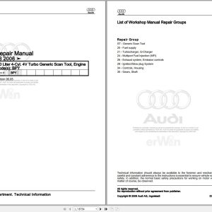 2005 - 2010 Audi A3 Tourer 8PA Service Repair Manual