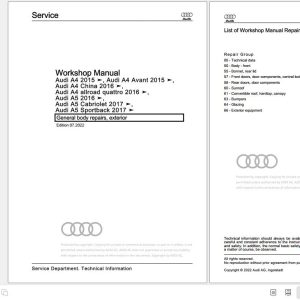 2020 - 2023 Audi A4 8WC 8WD 8WJ Workshop Manual