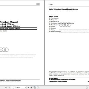 2008 - 2016 Audi A4 RS4 and Allroad 8K 8K2 8K5 8KH Workshop Manual and Wiring Diagram