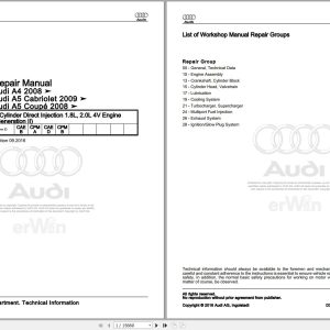 2008 - 2016 Audi A4 S4 8K2 Service Repair Manual and Wiring Diagram