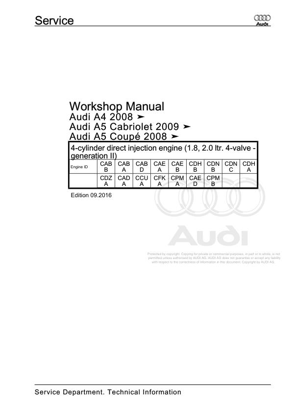 2008 - 2016 Audi A4 S4 RS4 A5 A4 S4 RS4 A5 8K Workshop Manual and Wiring Diagram