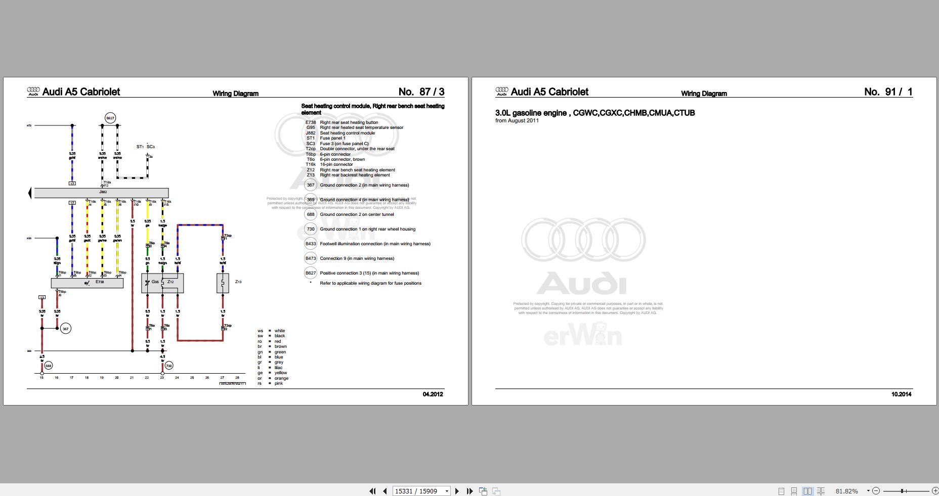 2010 - 2017 Audi A5 S5 8F7 Service Repair Manual and Wiring Diagram