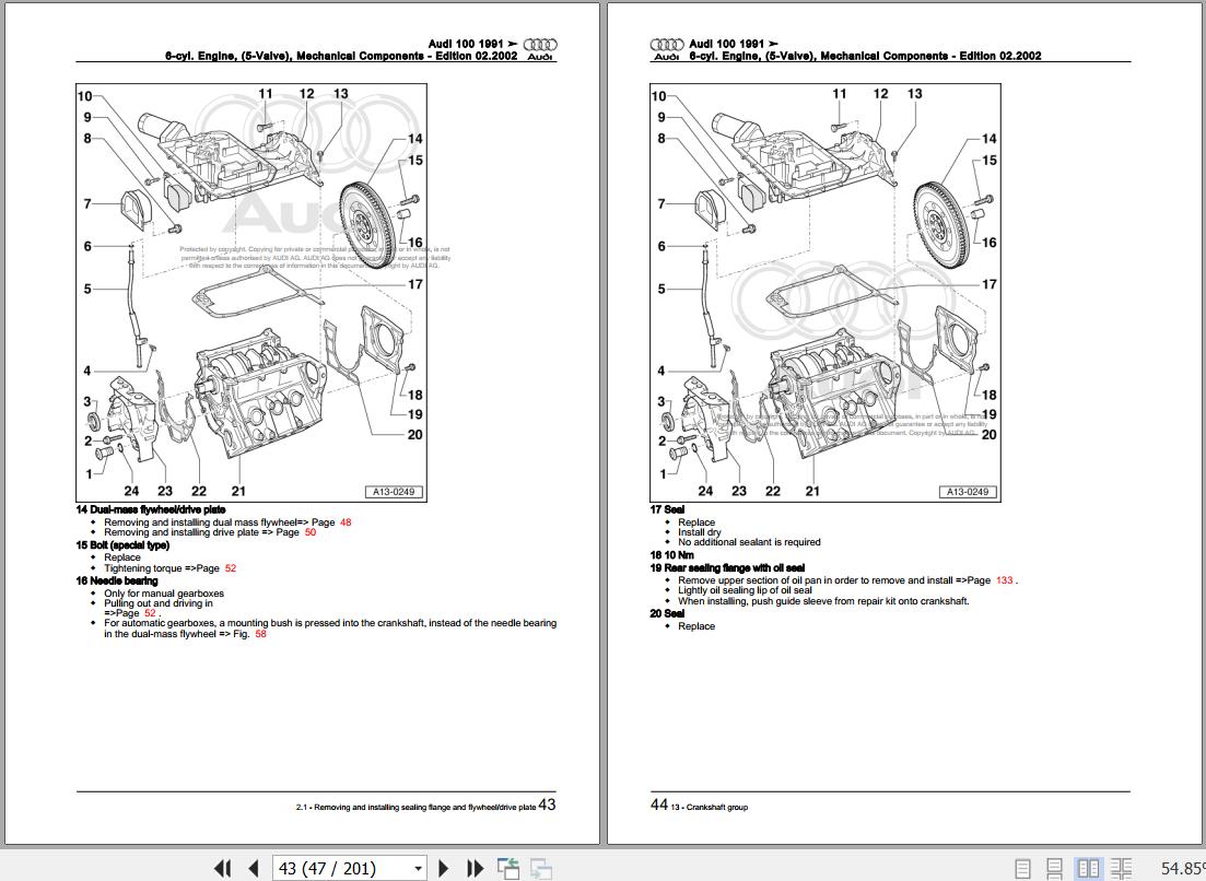 1991 - 1997 Audi A6 4A 4A2 4A5 Workshop Manual