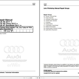 2010 - 2016 Audi A6 4GJ Service Repair Manual and Wiring Diagram