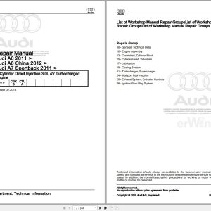 2011 - 2017 Audi A6 4X8 Service Repair Manual and Wiring Diagram