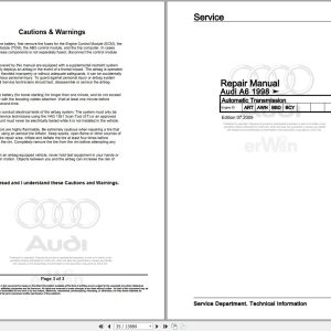 1999 - 2005 Audi A6 Avant 4B5 Service Repair Manual