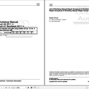 2011 - 2018 Audi A6 S6 RS6 4G 4G2 4G5 4GC 4GD 4GH 4GJ Workshop Manual and Wiring Diagram