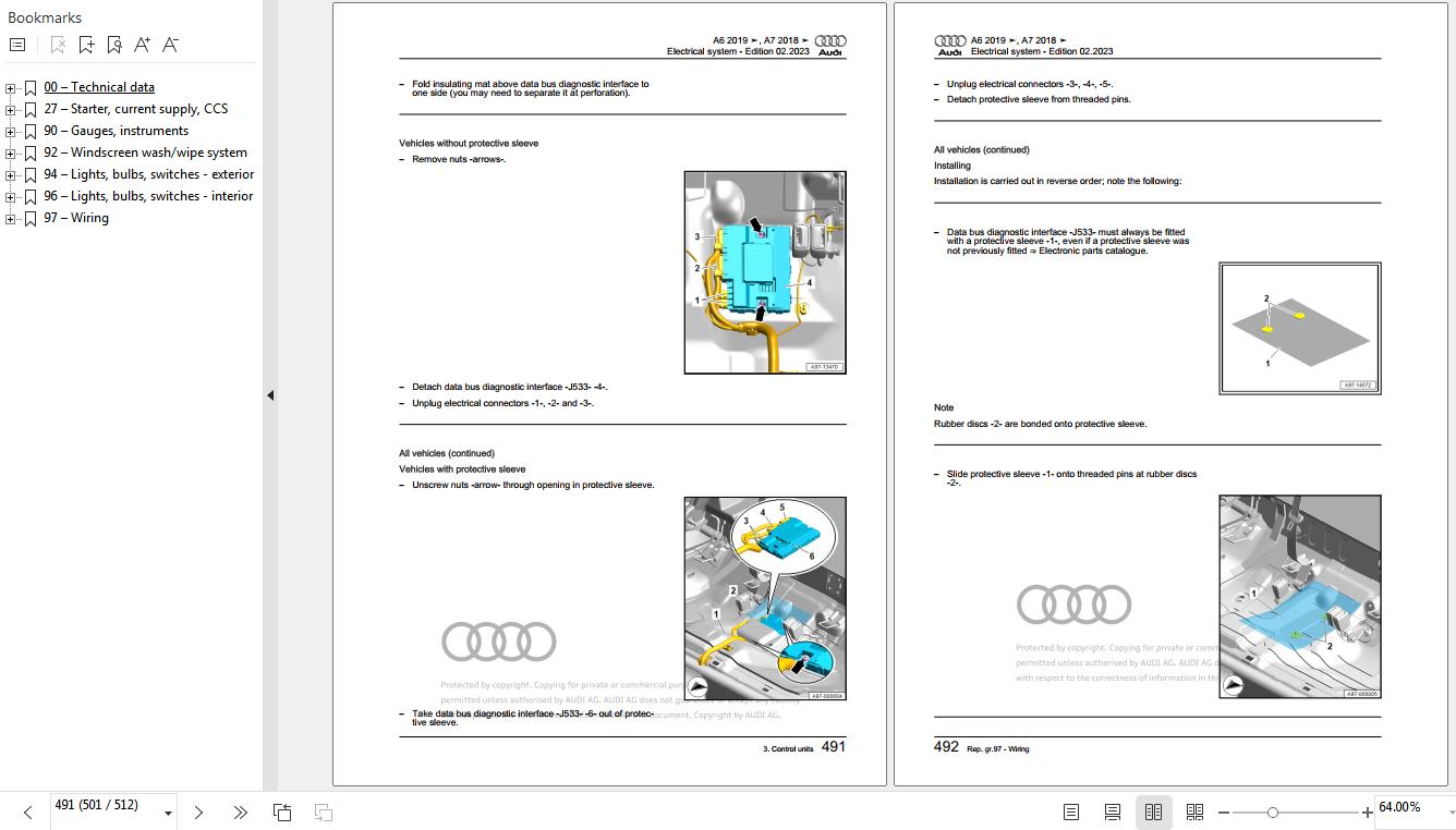 2018 - 2023 Audi A7 4K 4KA 4KF Workshop Manual
