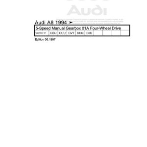 1994 - 2002 Audi A8 S8 A8 S8 A8 Long 4D 4D2 4D8 Workshop Manual and Wiring Diagram