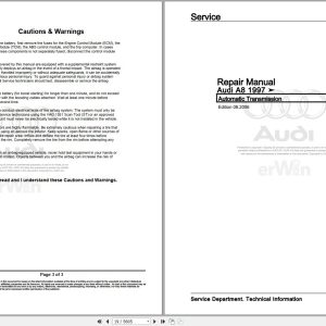 1997 - 2003 Audi A8 S8 4D2 Service Repair Manual