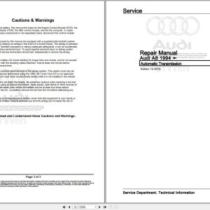 2001 - 2003 Audi A8L 4D8 Service Repair Manual