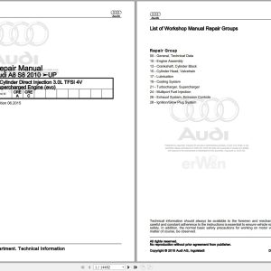 2011 - 2014 Audi A8L 4HB Service Repair Manual and Wiring Diagram