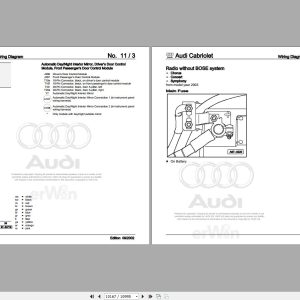 2004 - 2006 Audi Cabrio 8H7 Service Repair Manual and Wiring Diagram
