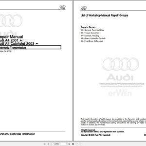 2007 - 2009 Audi Cabrio 8HE Service Repair Manual and Wiring Diagram