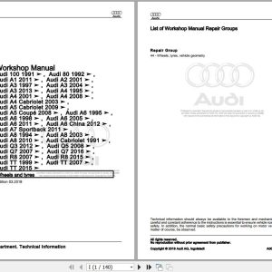 1992 - 2000 Audi Cabriolet 8G 8G7 Workshop Manual