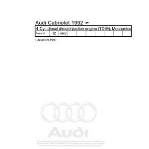 1992 - 2000 Audi Cabriolet Cabriolet 8G 8G7 Workshop Manual