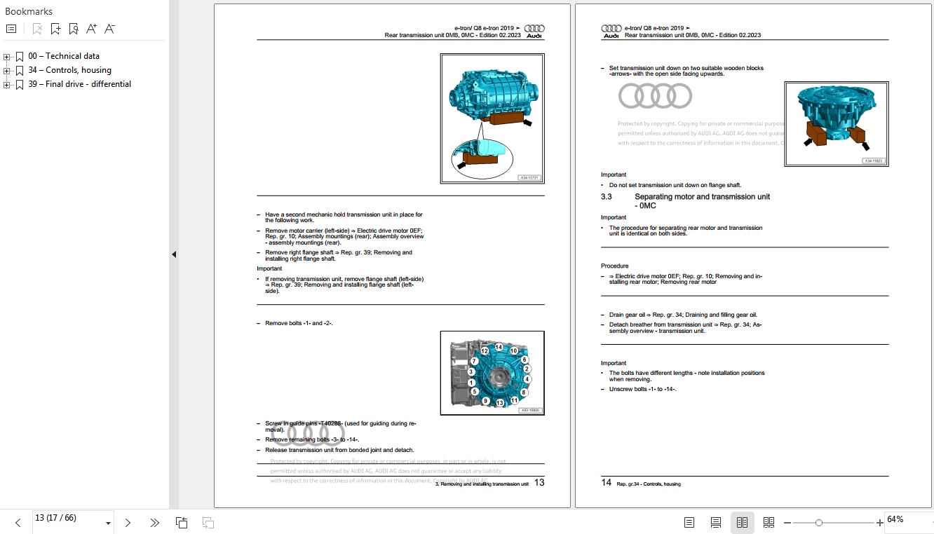 2020 - 2023 Audi e-tron GE GEN GEG GET GEA Workshop Manual