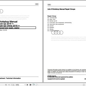 2016 - 2019 Audi Q2 GA GAB Workshop Manual
