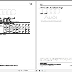 2011 - 2019 Audi Q3 8U 84B 84G 8UB 8UG Workshop Manual and Wiring Diagram