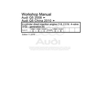 2008 - 2016 Audi Q5 Q5 B8 8R 83B Workshop Manual and Wiring Diagram