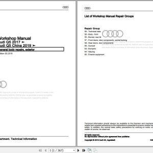 2017 - 2020 Audi Q5 FY FYB Workshop Manual and Wiring Diagram