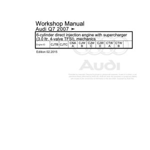 2005 - 2015 Audi Q7 Q7 4L 4LB Workshop Manual and Wiring Diagram